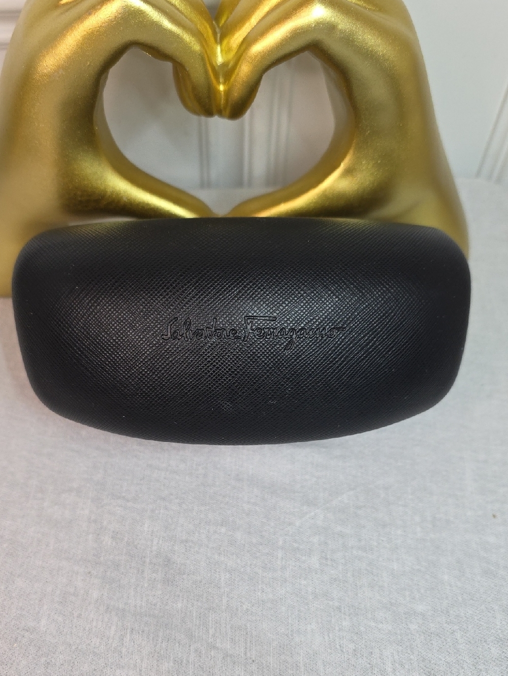 Salvatore Ferragamo Black Textured  Sunglass Case